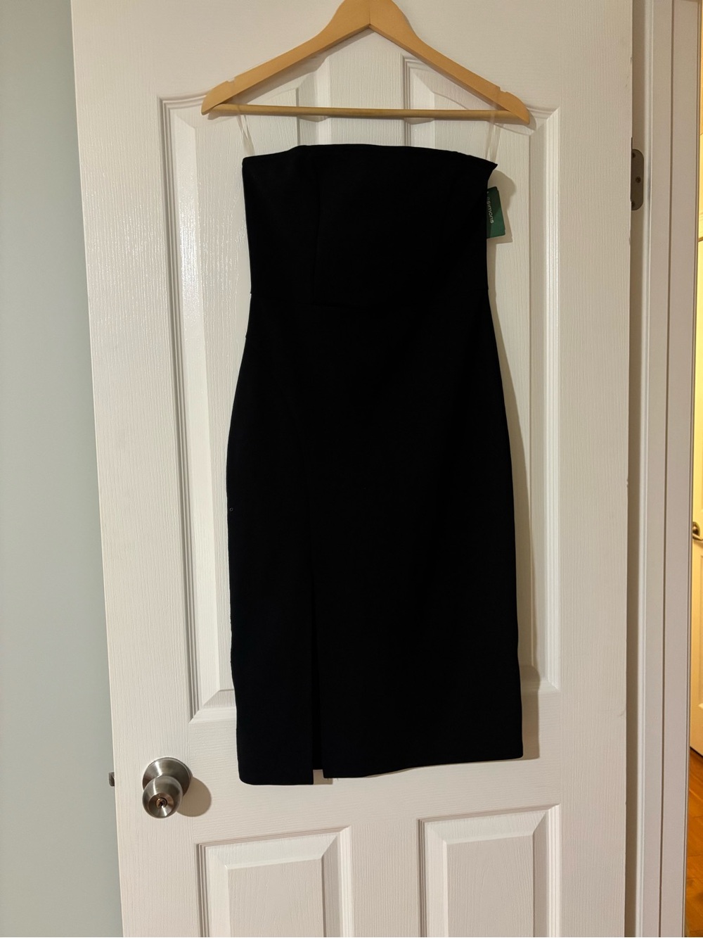 Simons Black Strapless Midi Sheath Dress